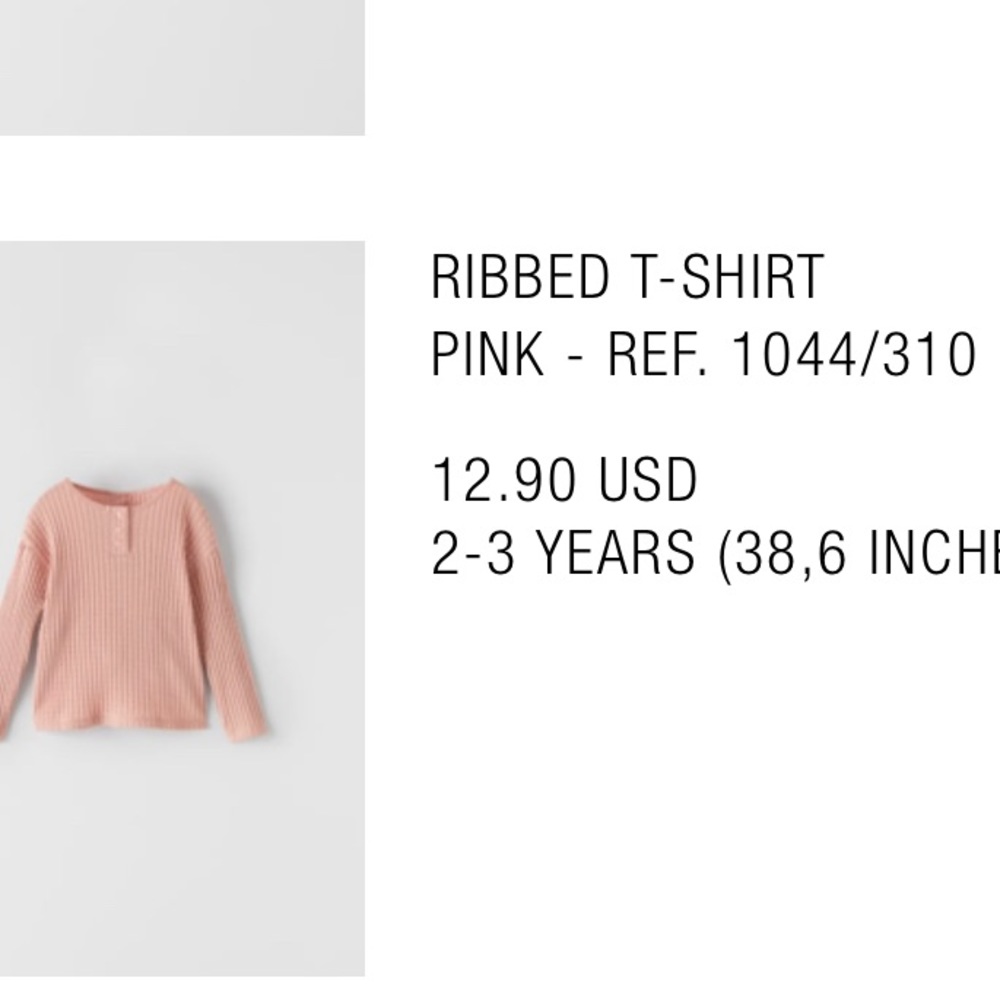 Zara ribbed T-shirt/sweatshirt size 3t